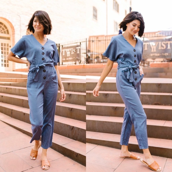 Dash of Pink Pants - SALE! Newport Beach Button-Down Jumpsuit